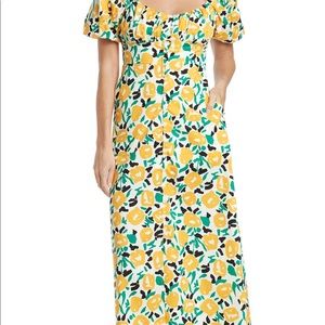 Fruit print Button Front Midi Dress